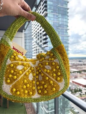 T.J.Maxx Beaded Lemon Slice Mini Shoulder Bag - Yellow & Green